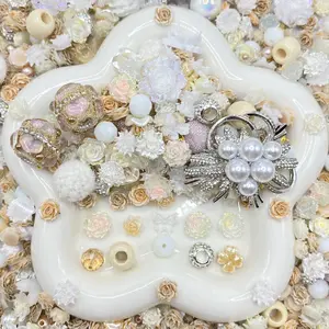 Soft Pearl Glow - Soft Resin Nail Art Charms with Beads – Drillable Floral Resin Decorations for Press-On Nails, Jewelry & DIY Crafts