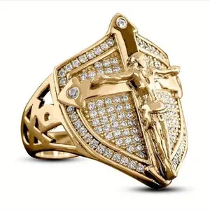 A creative and stylish ring with a shield and cross design, unisex jewelry, everyday accessory, faith-themed ornament, Mother's Day gift, Father's Day gift, Christmas gift