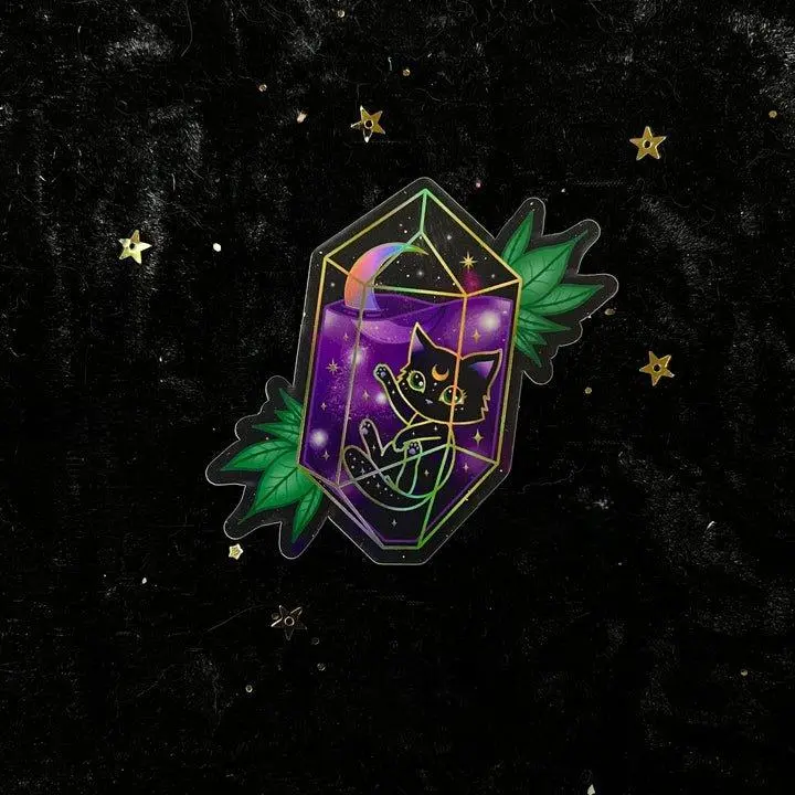Crystal Fairy Kitty Cat Holographic Sticker by Moonstruck Crystals