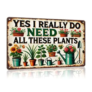 "Yes, I Really Need All These Plants" Vintage Aluminum Sign - 12x8in Funny Decor for Home, Garden, Kitchen - Durable Indoor/Outdoor Gift Wall Metal Plaque Decorative Plaque