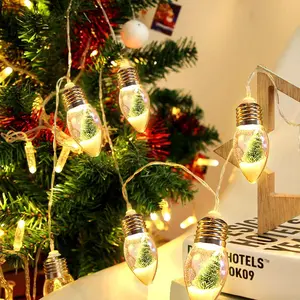 Christmas Tree Snowball String Lights, 10 LED Transparent Bulbs, Bedroom Wedding Table Decor, Outdoor Garden Party Home Decoration (6.6 Feet)