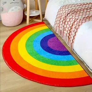 Half Round Rainbow Doormat for Kids Cute Animal Design Welcome Mat for Childrens Bedroom Playroom Indoor Outdoor Decorative Floor Rug Welcome Mat for Front Door Indoor Outdoor Decorative Rug