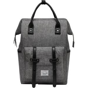 VASCHY Laptop Backpack, Vintage Water Resistant Anti-Theft Travel Backpack for Men and Women 15.6Inch with USB Charging Port Charcoal Gray VASCHY