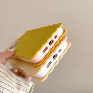 Sandwich Biscuit Rilakkuma Phone Case For iPhone 16 15 Pro Max 14 13 12 Pro Max 11 Key Chain Pendant Soft Silicone Cover
