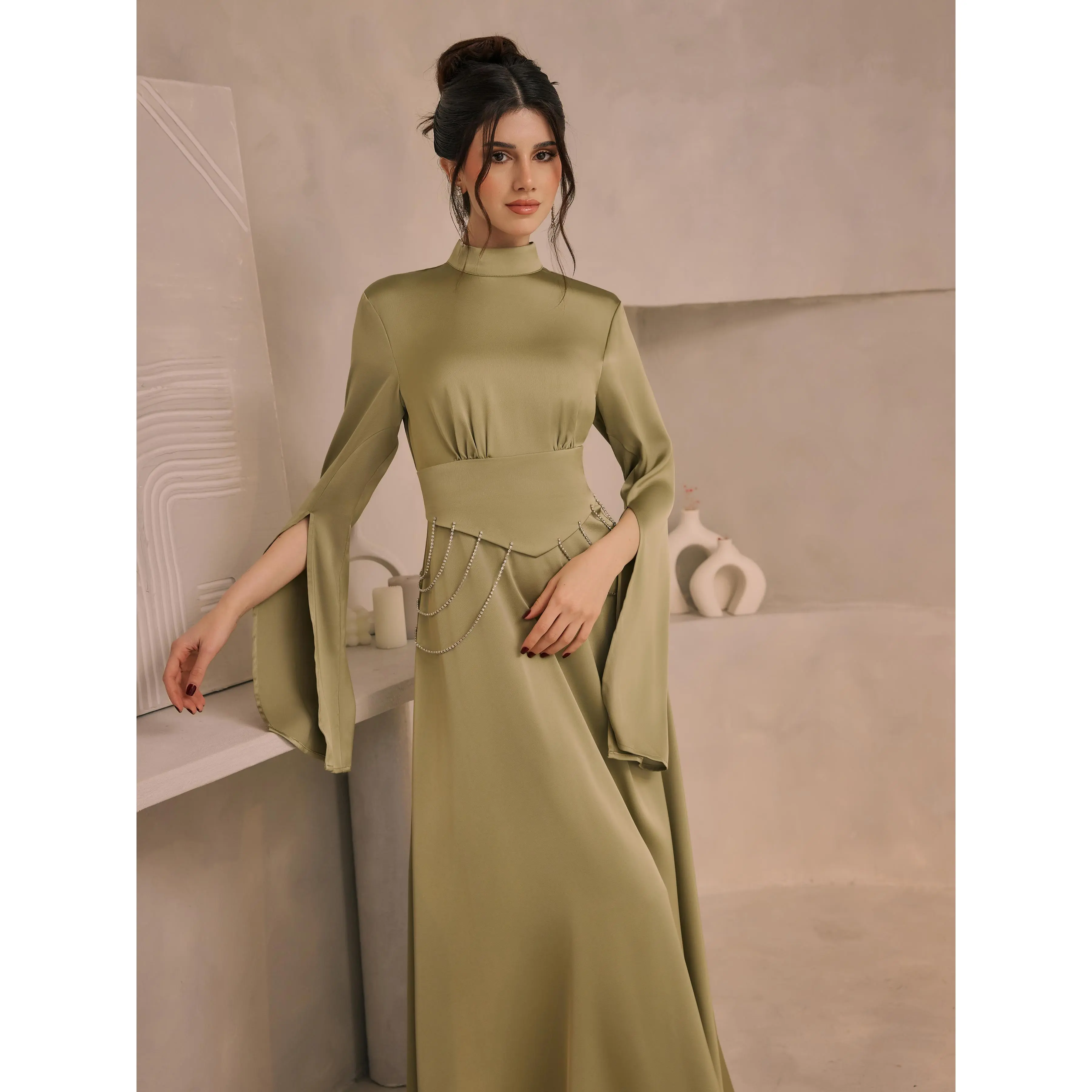 knee length dresses for ladies Deep Cider Wrap Maxi Dress – Urban Modesty main image 1