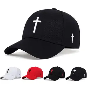 Adjustable Fashion Cross Embroidered Baseball Cap Trucker Hat for Casual Outdoor Use, Unisex Sun Protection