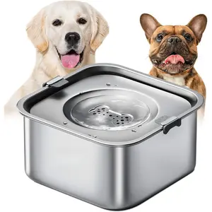 No Spill Water Bowl for Dogs,101oz/3L Stainless Steel Slobber Stopper, No Drip Slow Drinking Dog Water Bowl, No Mess Dog Water Dispenser Spill Proof, Dishwasher Safe, Silver Super Large Stainless Steel Dog Water Bowl