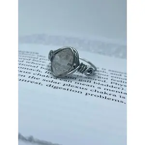 Herkimer Diamond Stainless Steel Ring - Handmade High Vibration Crystal for Clarity & Manifestation - Available in All Sizes