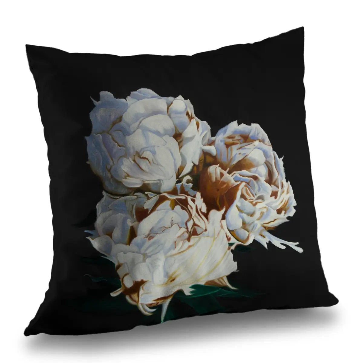 360 Stand 14x14 in. Poly Twill Throw Pillow - Decorative Floral Peony Print, Soft Texture, Twill Weave, Polyester Insert, Home Decor, Bedroom Use, Model C1PT1414DZ8Z80 (Textiles & Soft Furnishings), Peony Blossoms, Floral Elegance, Blooming Peonies, Natur