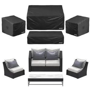VEVOR Patio Furniture Cover 4-Piece Set, 420D Heavy Duty Waterproof Outdoor Dining Table and Chairs Cover Set, Lawn Patio Furniture Covers for Outdoor Sofa, Couch, Chairs, Coffee Table, Black