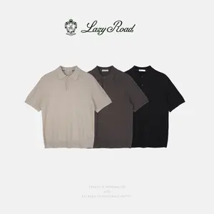 LazyRoad Old Money Style Men's Knit Polo Shirt, Tencel & Linen Blend Summer Short-Sleeve-M6103