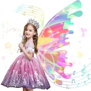 Light Up Butterfly Fairy Wings for Girls 4-8, LED Princess Dress Up Costume, Kids Fairy Wings Toy, Birthday Party Outfit, Easter Gift for Girls