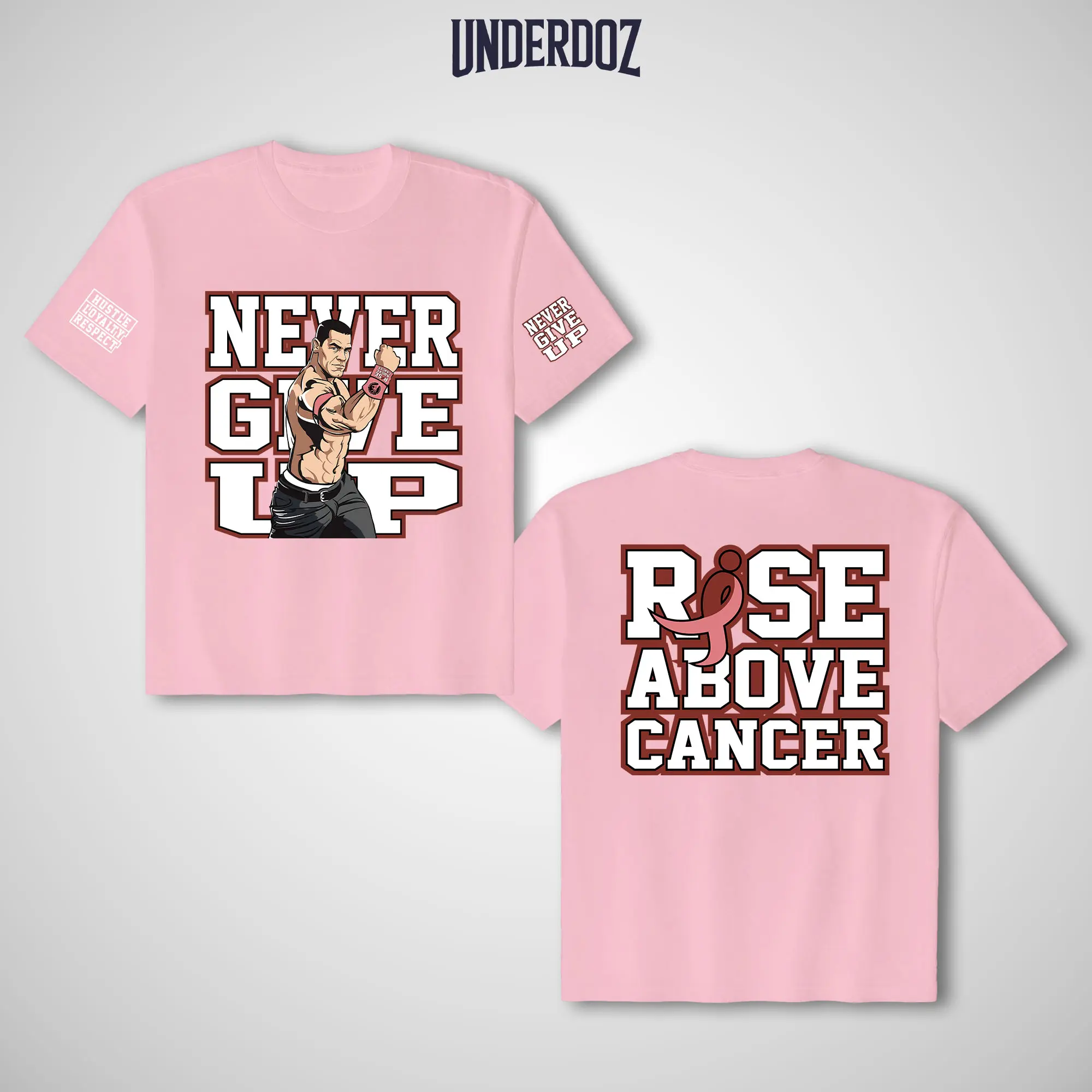 WWE John Cena Rise Above Cancer Short-Sleeve T-Shirt - Women's Top, Unisex Soft Premium Cotton Fabric Sports Apparel, Breathable Menswear-Inspired Graphic Casual Streetwear for WWE Fans, Shortsleeve, Tshirt, Sweatshirts, Breathable Cotton, Wwe Graphic Wom