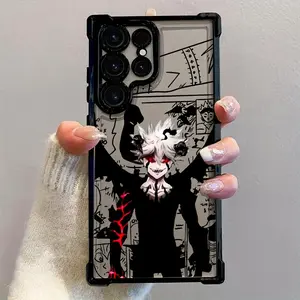 Trending Anime-Themed Phone Case Featuring Black River Clover, Designed to Fit Samsung Galaxy S25 S24 S23 S22 Offering Shockproof Protection with a Clear Soft Back.