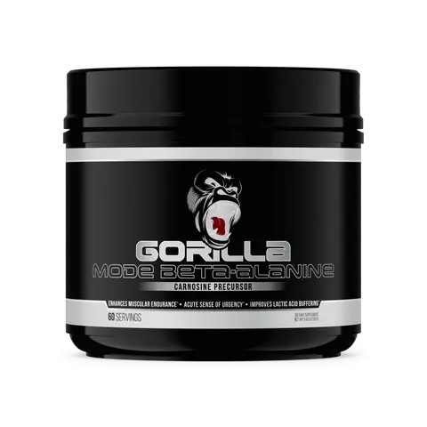 Gorilla Mode Beta-Alanine Dietary Supplement - Unflavored, 60 Servings, Sugar Free, 24 Months Shelf Life, Gym Supplements, Health Fitness Nutritional Support, Performance-Boosting Amino Acid for Intensity & Carnosine Boost