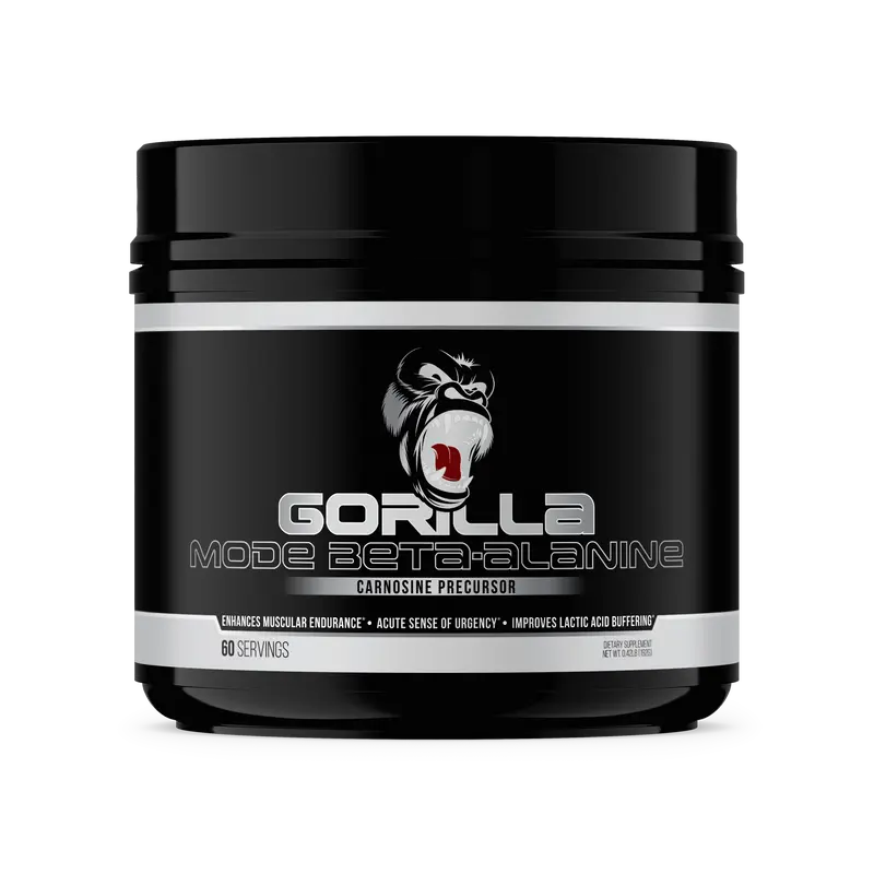 Gorilla Mode Beta-Alanine Dietary Supplement - Unflavored, 60 Servings, Sugar Free, 24 Months Shelf Life, Gym Supplements, Health Fitness Nutritional Support, Performance-Boosting Amino Acid for Intensity & Carnosine Boost