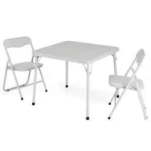 Garvee 3-Piece Foldable Table and Chairs Set - 36-inch Activity Table with Storage and Upholstered Seats - Space-Saving Design Ideal for Daycares and Travel - Certified Quality