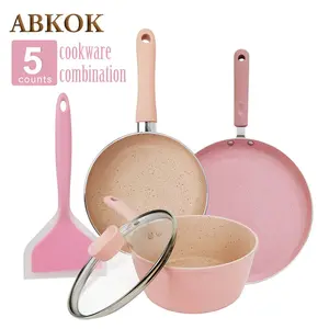 4-Piece Non-Stick Aluminum Frying Pan Cookware Set with Ergonomic Handles, Includes Soup Pot, Egg Poacher, Breakfast Pot, Universal for All Stoves