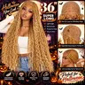 #T274/614 36 Inches Full Lace Premium Synthetic Fiber Bohemian Box Braided Wigs Knotless SuperNova Hair Ash Blonde Wig DM to Pre-cut Lace Lace Frontal Wigs Lace Closure Wig #TikTokShopStockUp #DealsForYouDays #HalloweenLook,sohochic