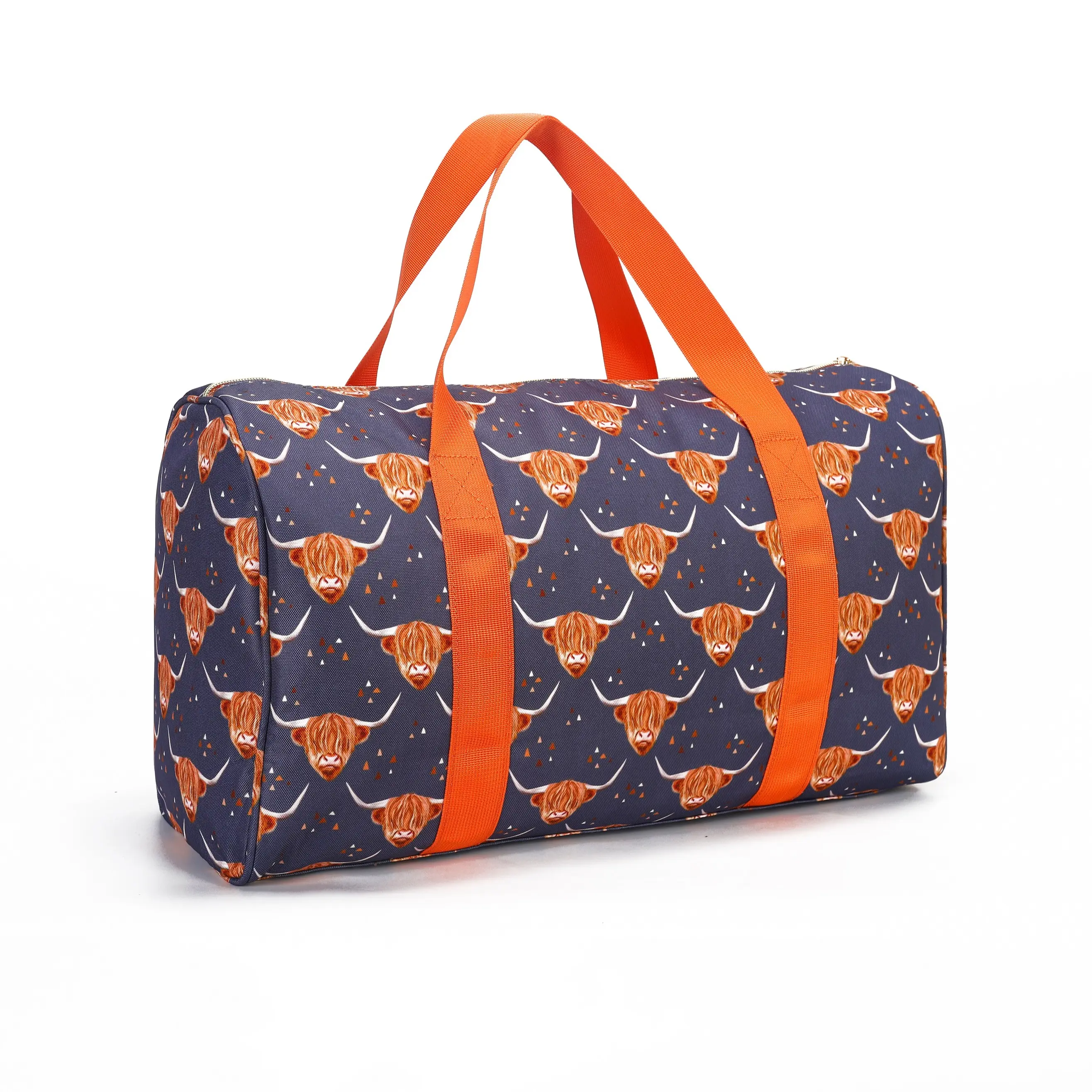 Kids' MAMA Highland Cow Travel Duffel Bag, Cute Floral Print Weekender Bag for Girls' Sleepovers and Trips, Travel Bags