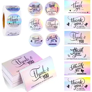 1120Pack Thank You for Supporting My Small Business Cards and Stickers Set - Holographic Style Thank You Cards for Retail Store Package Insert Envelope Seals Business Owner Sellers - Home Improvement.