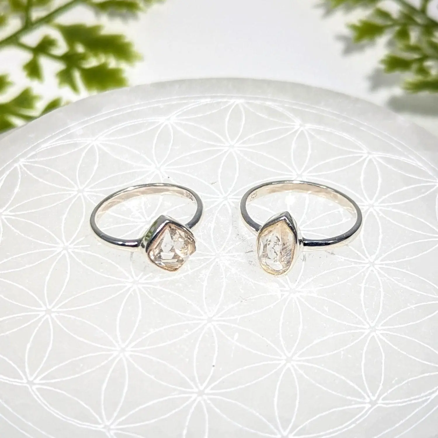 Herkimer Diamond Organic Silver Ring