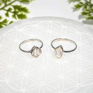 Herkimer Diamond Silver Ring Size 5.5 Organic Shape