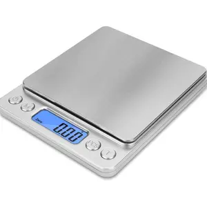 Small Digital Scale,3kg/0.1g,Kitchen Scale,Food Scale,with Blue Backlit LCD Display, 6 Units, Auto Off, Tare, PCS Function, Stainless Steel, Battery Included Portable