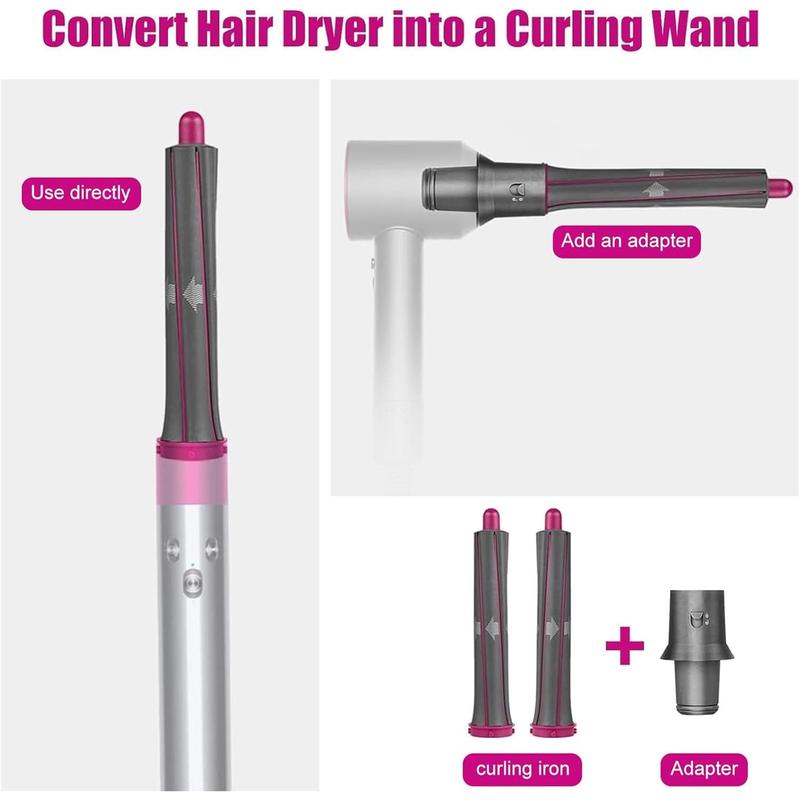 1.2 Inch/30MM Long Hair Curling Iron Barrels For Dyson Airwrap HS01 HS05 Attachment Parts Hair Tool, With Adaptor For Dyson Hair Dryer Converting To Airwrap Styler, 1 Pair