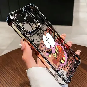 Cartoon Courageous Cowardly Dog For iPhone 17 Pro Max Air 16 15 14 13 12 11Pro Max Plus & Samsung Galaxy S25 Ultra S24 S23 S22 S21 Plus Cover Phone Case, Featuring a Transparent Soft Back Cover That Is Drop-Resistant.