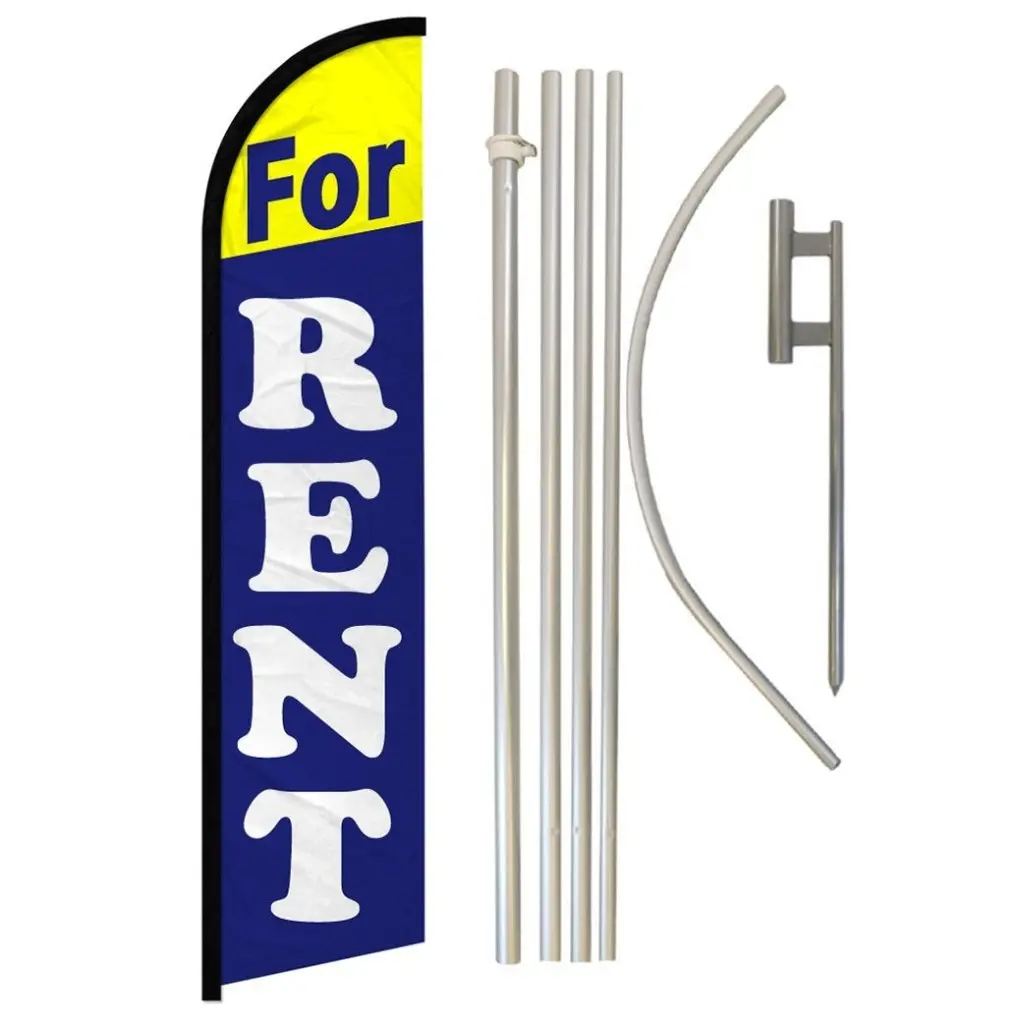 11.5x2.5ft Windproof High-Tenacity Polyester Advertising Flag Complete Kit - Stable Aluminium-Steel Pole, Curved Sleeve, Easy-Install Business Banner with Unique Print for Home, Festive Occasions