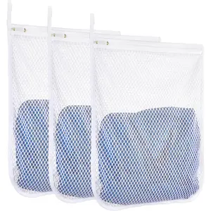 3 count Durable Honeycomb Mesh Laundry Bags for Delicates 12" x 15" (3 Medium)