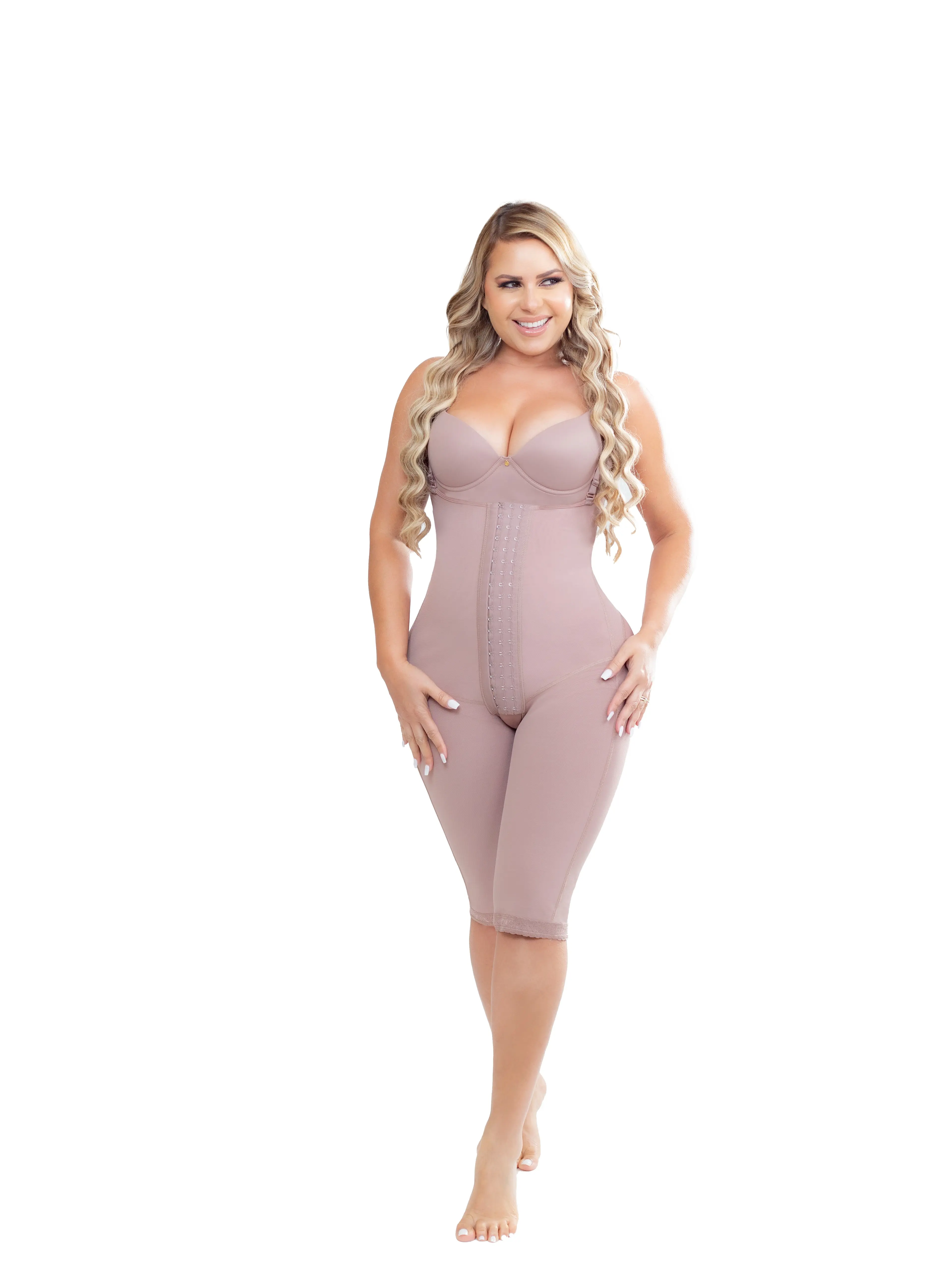 High Compression Shapewear Ref 09403 Post Operative Structured Support Adjustable Fit Braless Knee Length Perineal Opening