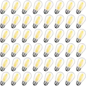 48 Pack Replacement Light Bulbs, Shatterproof Plastic 1W Outdoor String Light Bulbs for Patio, Garden, Waterproof, E26 Regular Medium Screw Base, Warm White