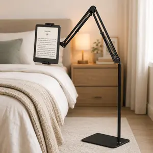 DATAFY Tablet Floor Stand for Kindle, Overhead Bed Phone Stand Angle Height Adjustable Holder, Kindle Accessories, Universal Floor Stand Compatible for Kindle Tablet iPadPro Air Mini 4.7-13 inch, FathersDayGift