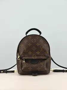 Pre-owned Monogram coated canvas and leather trim Backpacks Louis Vuitton Monogram Canvas Palm Springs Mini Backpack Bag【CA1199】