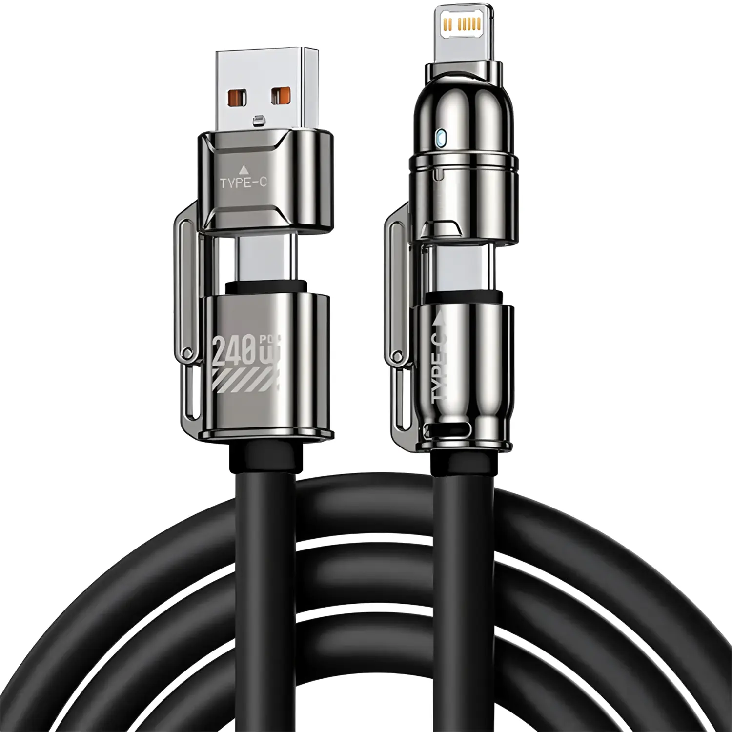 Creative Four in One Phone Silicone PD Data Cable Multifunctional Charging Cable Type C Charging, Multi Port, Suitable for Most Phone Models, Suitable for Samsung, Xiaomi, Redmi, Oppo Vivo and Other Smartphones