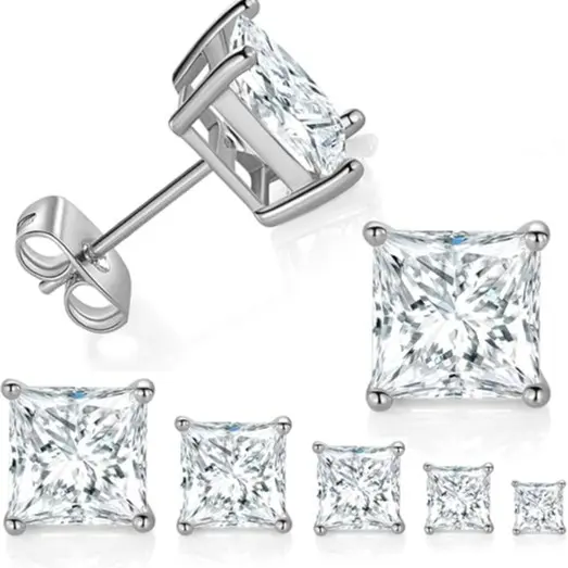 silver-5 pairs cubic set 3-7mm