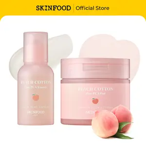 [SKINFOOD] Peach Cotton Zinc PCA Pad & Essence Duo | Korean Skincare Toner Pads and Makeup Prep Hybrid Face Serum Primer, Blurring Matte, Sebum & Oil Control for Sensitive, Oily, Acne-Prone Skin, Soothing, Hydrating, 5.64 oz. + 1.69 fl. oz.(160g + 50ml)