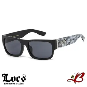 Locs Graffiti Skull Arm Cholo OG  Gangster Shades Black Sunglasses