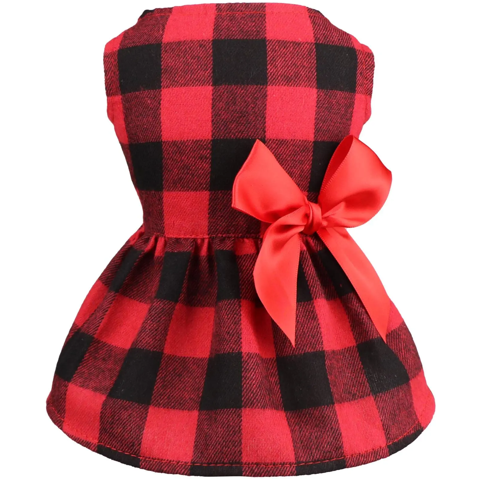 Buffalo Plaid Dog Dress — Bow-Tie Christmas Outfit