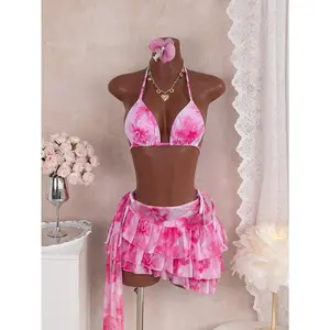 Women's Fashion Two-Piece Swimsuit Set, Stylish Beachwear Swimwear, Strap bikini set with three pieces,Comfortable & Trendy Bathing Suit for Women, Perfect for Pool & Beach