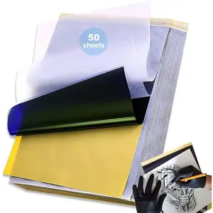 Tattoo Transfer Paper - 50 Sheets A4 Thermal Stencil Paper for Tattooing DIY Clear Tattoo Stencils Compatible with Thermal Printers & Tattooing Supplies