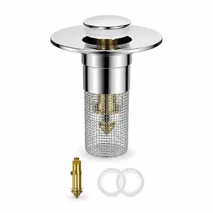 【DealsForYouDays】Free ship Bathtub Drain Stopper with Stainless Steel Mesh Strainer, Pop-Up Tub Plug with Brass Core for Bathroom Tub Drain Replacement
