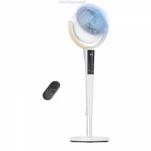 Bedroom, Air Circulator, Oscillating Floor Fan with Motor, 15 Speeds 5 Modes, Remote Control, Digital Display, 12 Hour Timer, Adjustable Height 37-45 Inch, Quiet Cooling Fan for Home OfficeXXAllDayGoods7