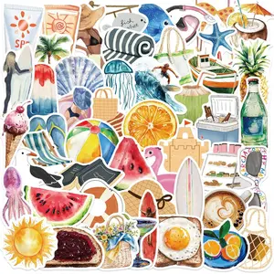 50pcs Cartoon Summer Aesthetic Graffiti Series Stickers, Suitable for Faith Based Designs Such As Scrapbooks, Diaries, Laptops, Water Bottles, Cars, Etc., As Gifts with Positive Information