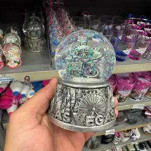 Las Vegas skyline snow globe in silver. 65mm