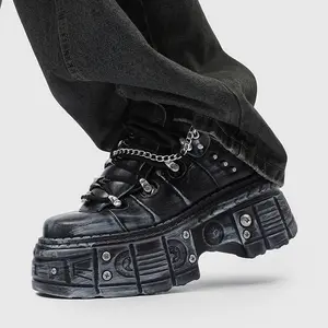 Men's Designer Platform Shoes Vintage Processing Punk Gothic Silhouette Flattering 2026 New