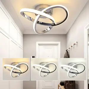 Bright Silver Ceiling Light, LED Strip Ceiling Lamp, Four Light Sources Available, For Bedroom, Entrance Hall, Corridor, Study, Home Interior Decorative Lighting Fixtures