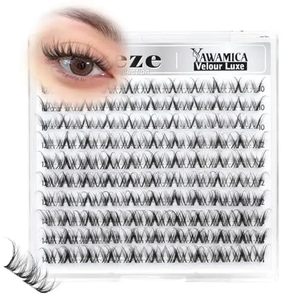 Spider Lash Clusters Wispy Fluffy Eyelash Clusters DD Curl Cluster Eyelash Extensions Natural Volume Individual Lashes 10-14mm Cluster Lashes with Invisible Band DIY Lash Extension by Yawamica